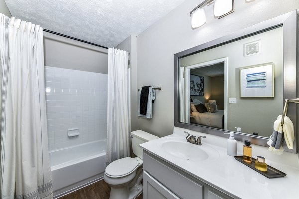 Modern bathroom with dual vanities and sleek finishes at Avana Acworth luxury apartments