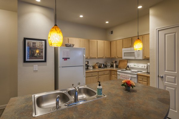 Spacious kitchen with modern appliances at Avana SoCo Apartments