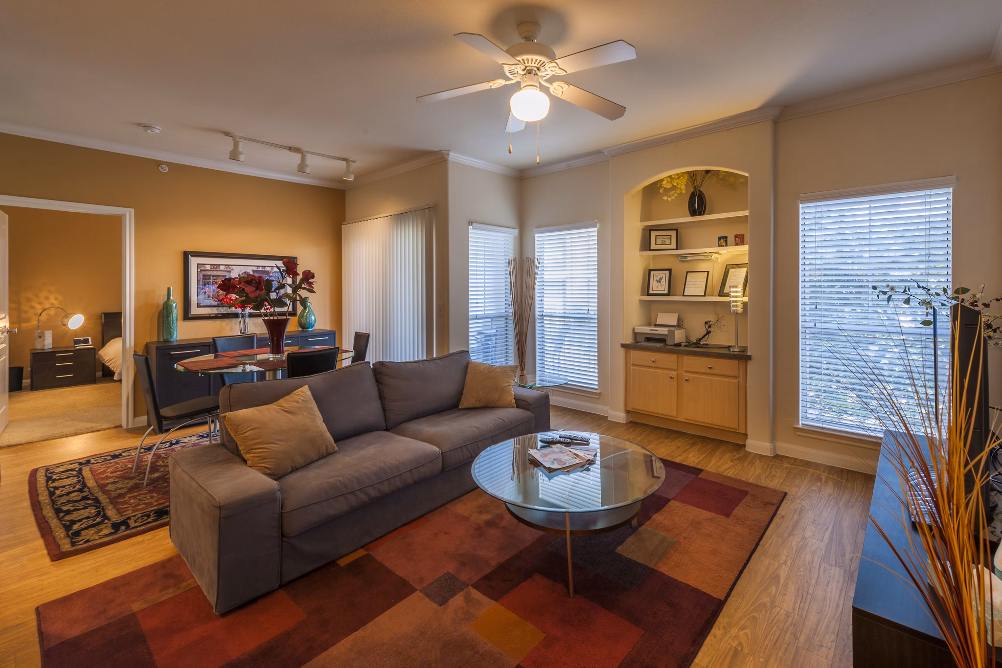 Modern living room with sleek furnishings at Avana SoCo Apartments, Greystar luxury apartments in Austin
