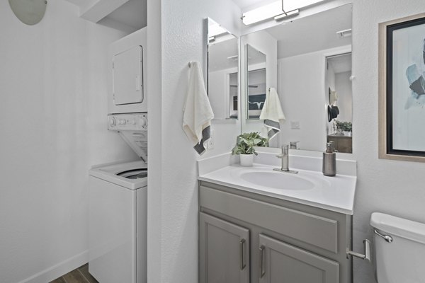 Modern bathroom with sleek fixtures at Solas Glendale Apartments