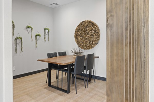 Meeting facility at Solas Glendale Apartments with modern design elements and ample seating options for residents and guests