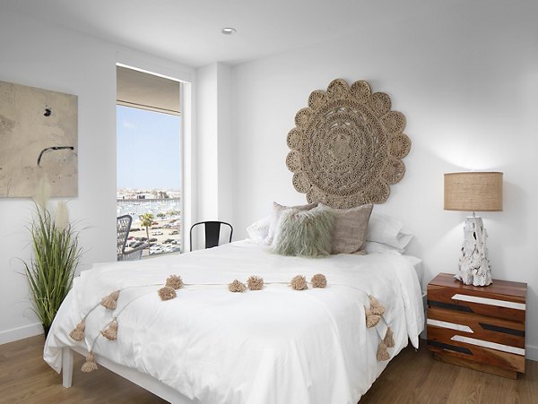 Elegant bedroom with stylish decor at Cielo Apartments, featuring luxury amenities and comfortable space for modern urban living