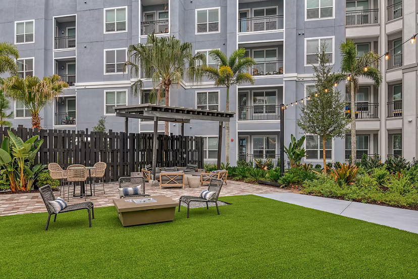 fire pit/patio at Prime Apartments
