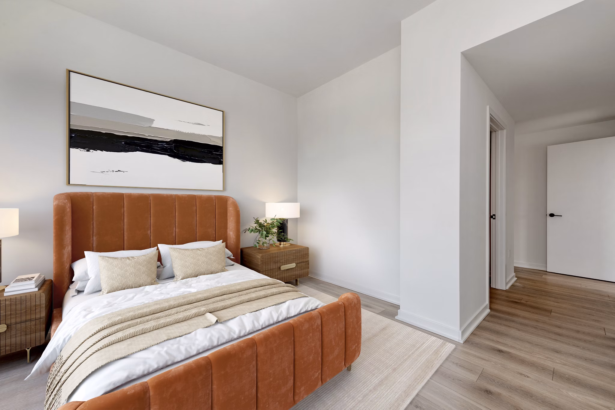 Elegant bedroom with skyline views in GS Gantry Penthouses 2022