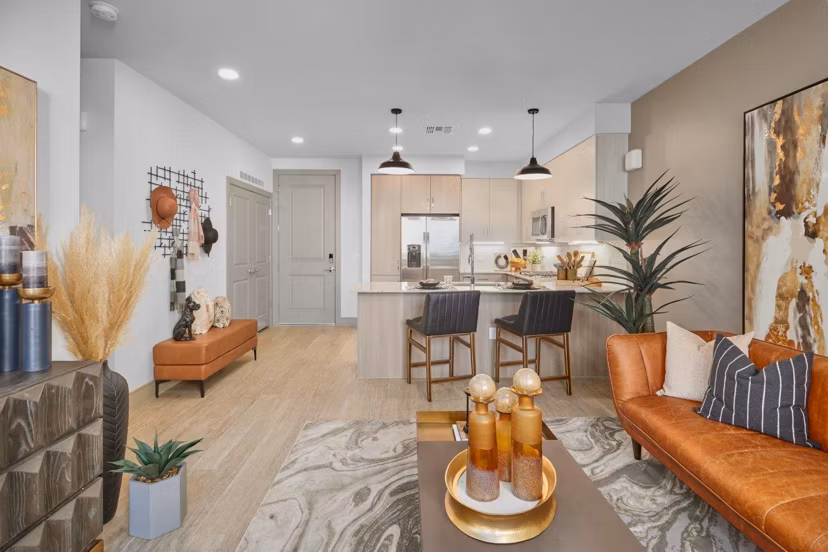living room at The Grove on Main Apartments