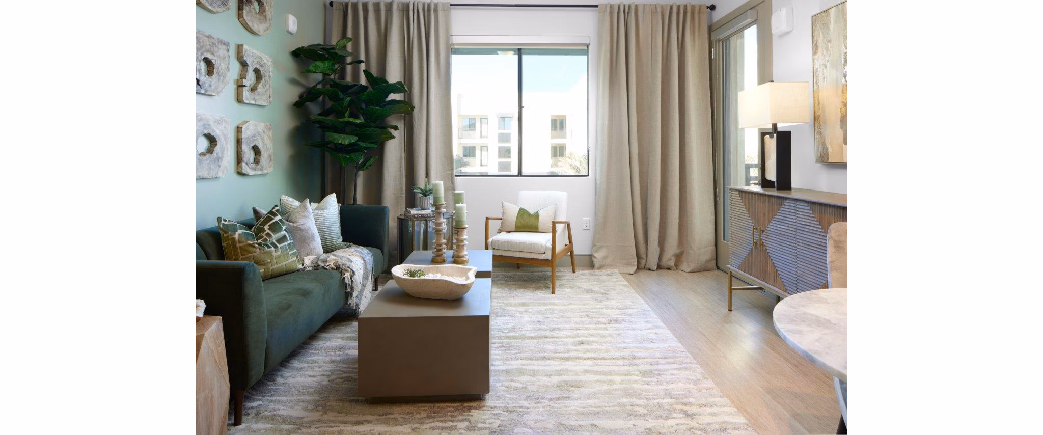 living room at The Grove on Main Apartments