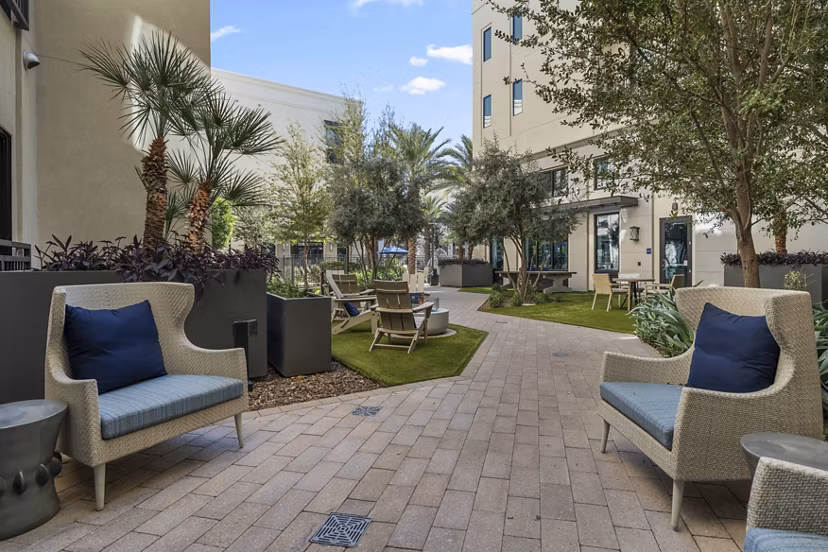 patio at The Grove on Main Apartments