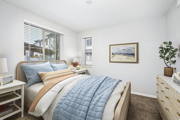 bedroom at The Strand Apartments