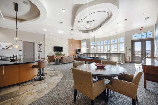 billiards and lounge area at Arvada Station Apartments