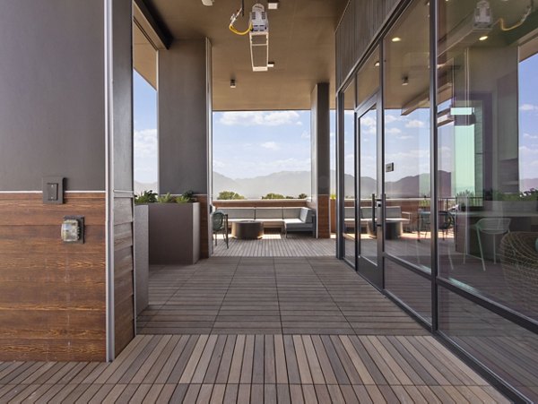 Clubhouse at Upper West: Modern social space featuring comfortable seating and large screen TVs in luxury Upper West Apartments