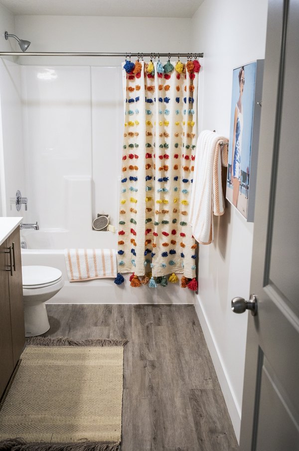 Modern bathroom with elegant fixtures at Mirella at Foxboro Apartments