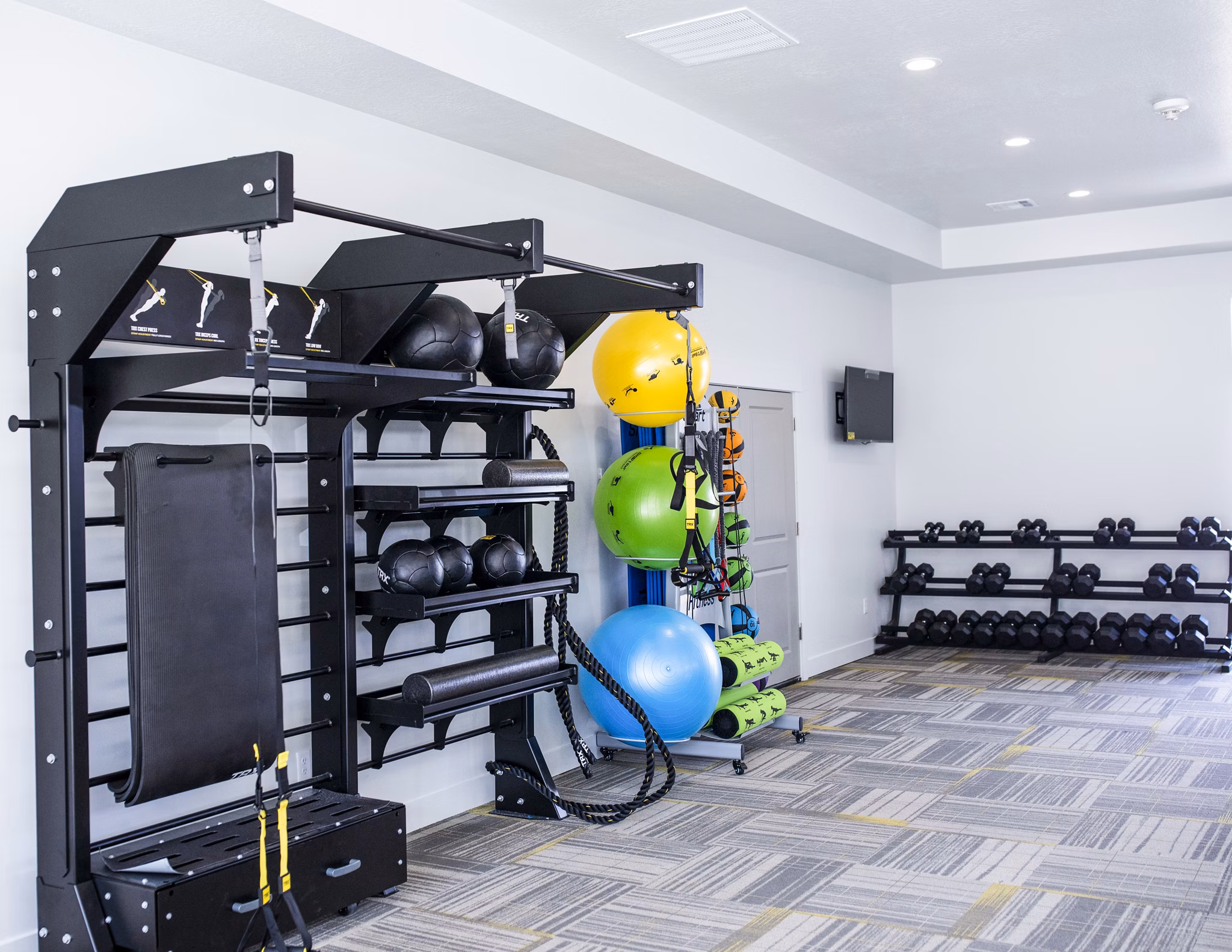 Fitness center with modern equipment at Mirella at Foxboro Apartments, ideal for active lifestyles and promoting wellness