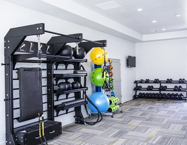 Fitness center with modern equipment at Mirella at Foxboro Apartments, ideal for active lifestyles and promoting wellness