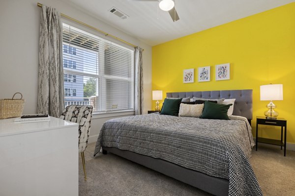 Cozy bedroom with stylish decor in Broadstone Ayrsley Apartments