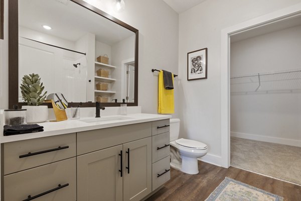 Modern bathroom with sleek fixtures in Broadstone Ayrsley Apartments
