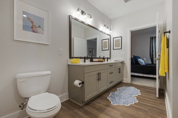 Bathroom featuring sleek fixtures and modern design in Broadstone Ayrsley Apartments