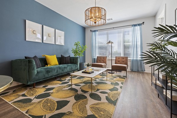 Spacious living room with modern decor at Broadstone Ayrsley Apartments