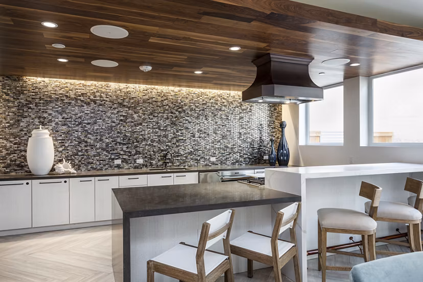 Clubhouse featuring modern design and comfortable seating at Prado West Apartments
