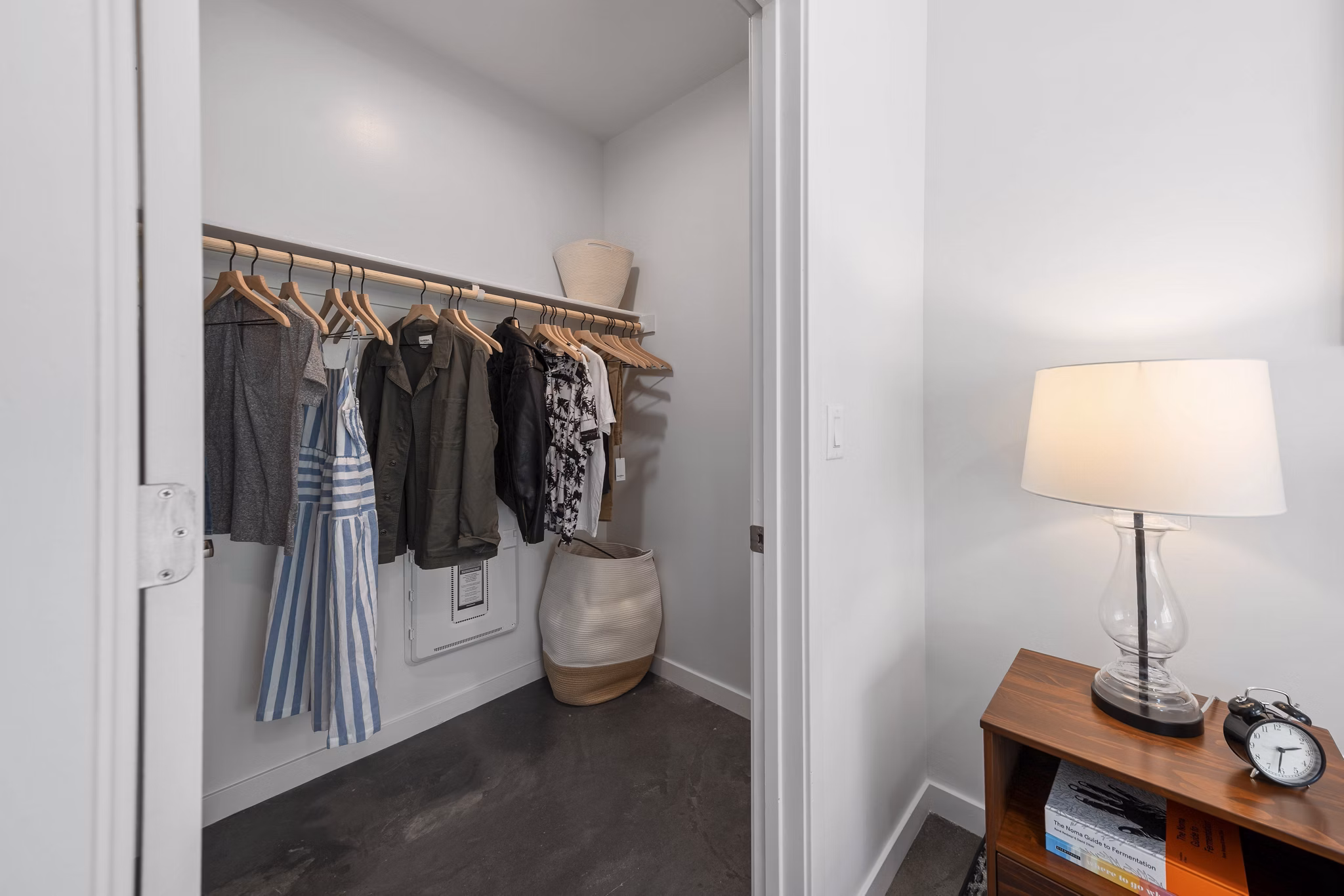bedroom closet at The Battery Apartments