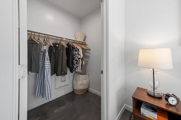 bedroom closet at The Battery Apartments