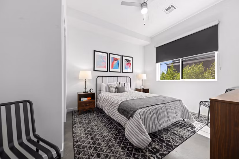 bedroom at The Battery Apartments