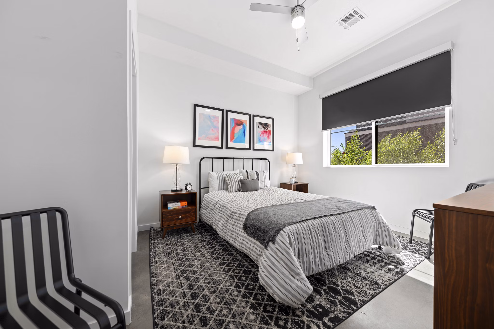 bedroom at The Battery Apartments