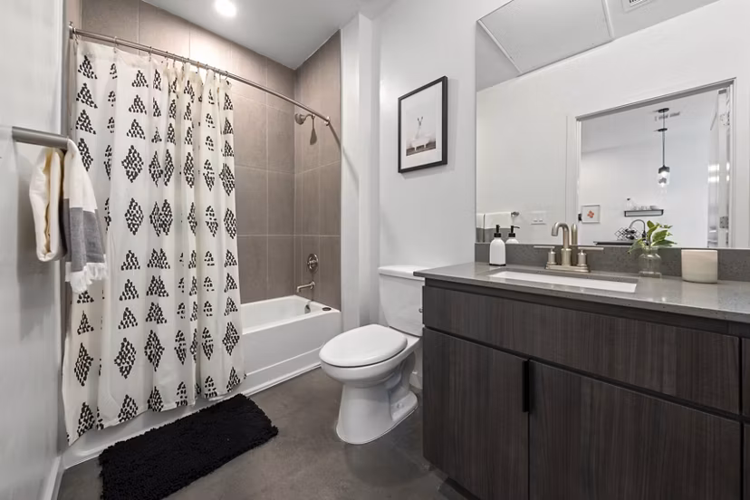 bathroom at The Battery Apartments