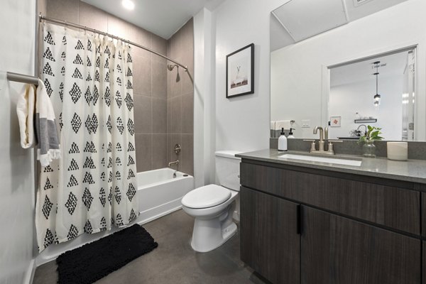 bathroom at The Battery Apartments