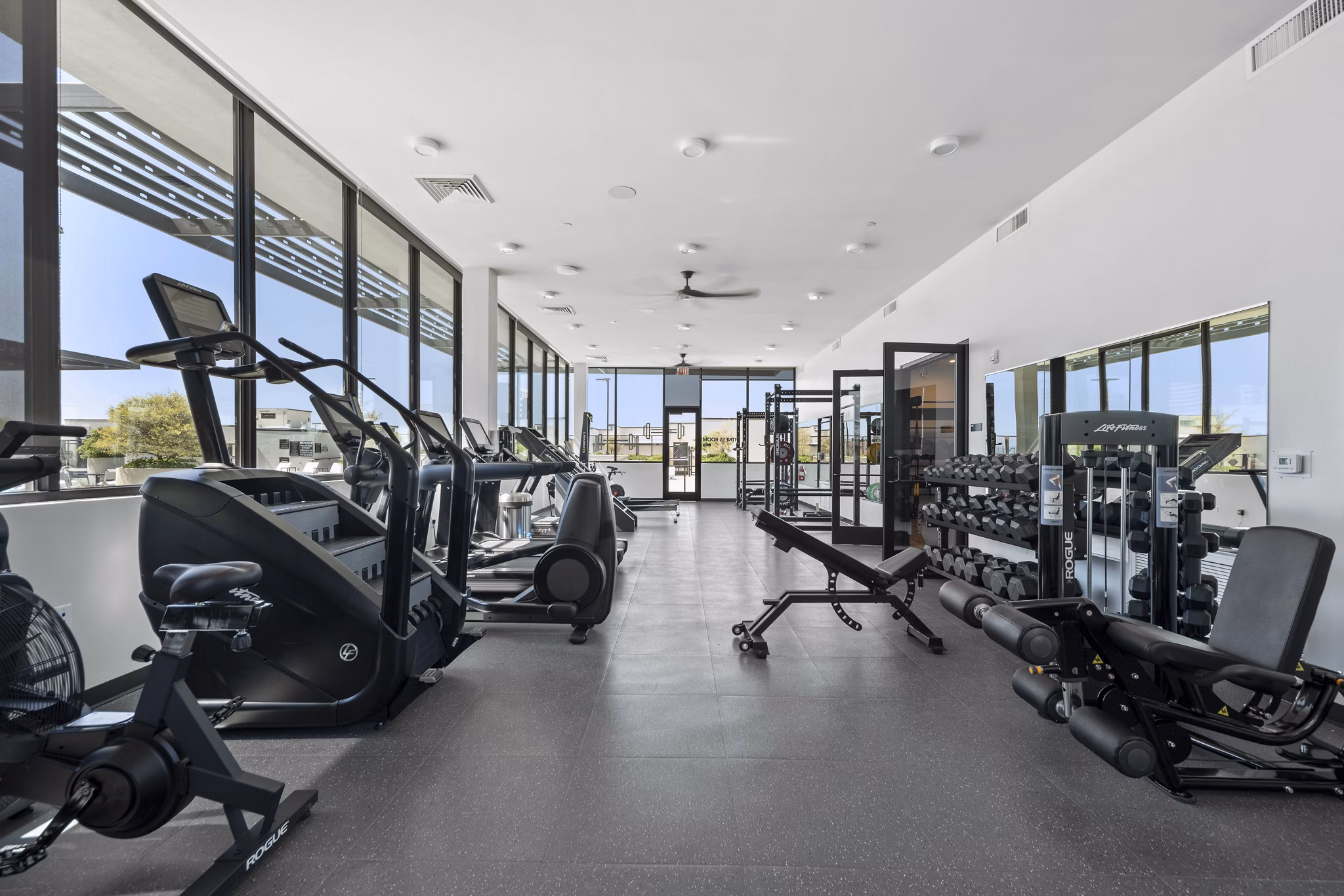fitness center at The Battery Apartments