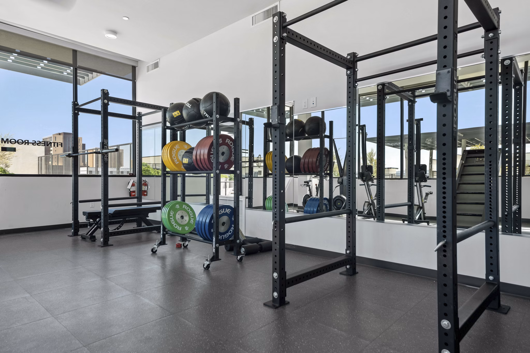 fitness center at The Battery Apartments
