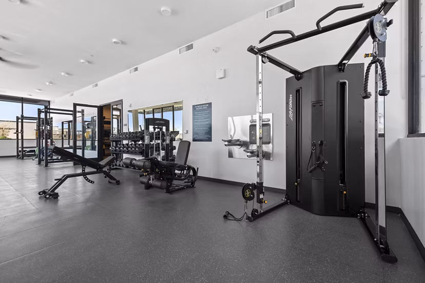 fitness center at The Battery Apartments