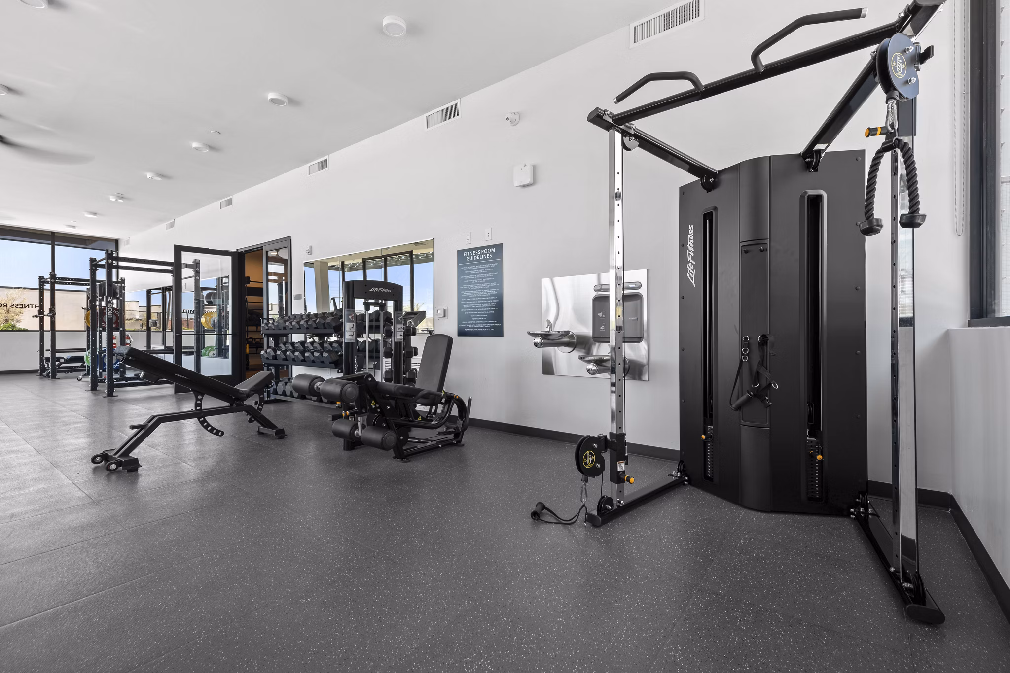 fitness center at The Battery Apartments