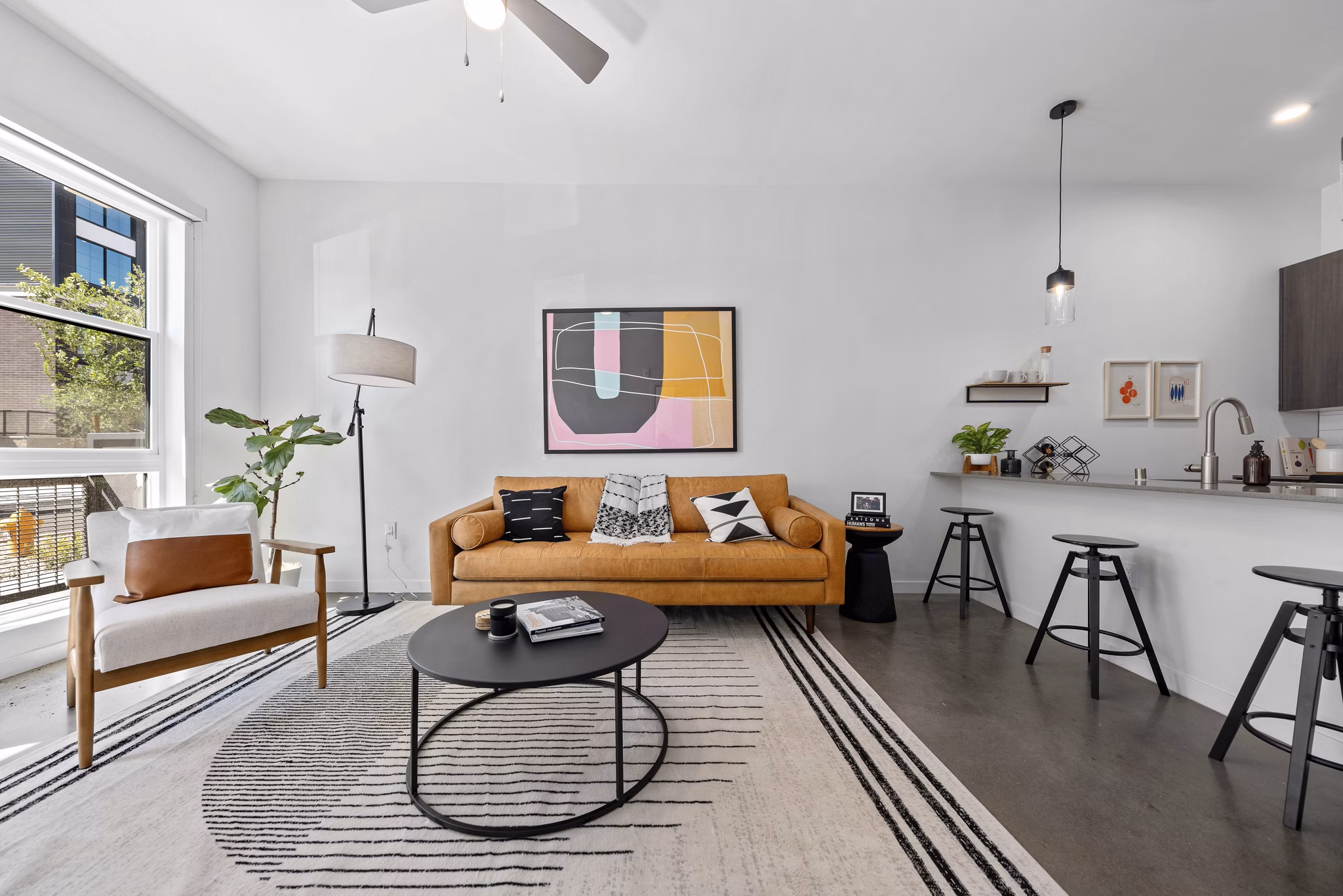 living room at The Battery Apartments