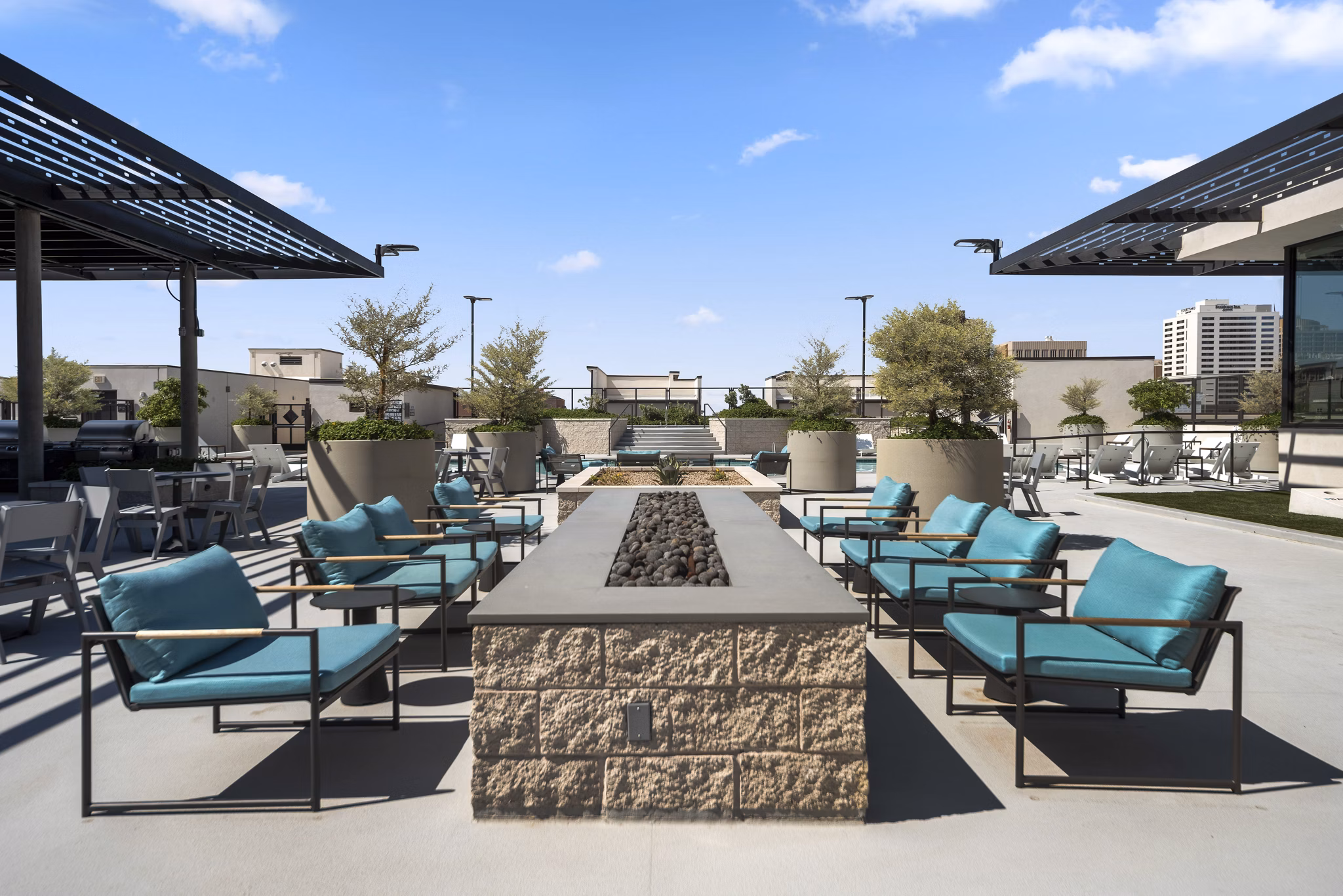 fire pit/patio at The Battery Apartments