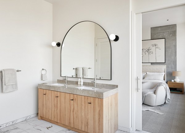Bathroom featuring modern fixtures at Jardine Apartments, luxury living in an elegant setting