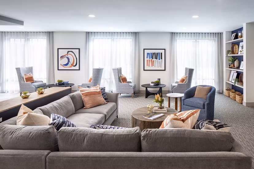 Elegant clubhouse featuring modern design at Bellrock Memorial Apartments