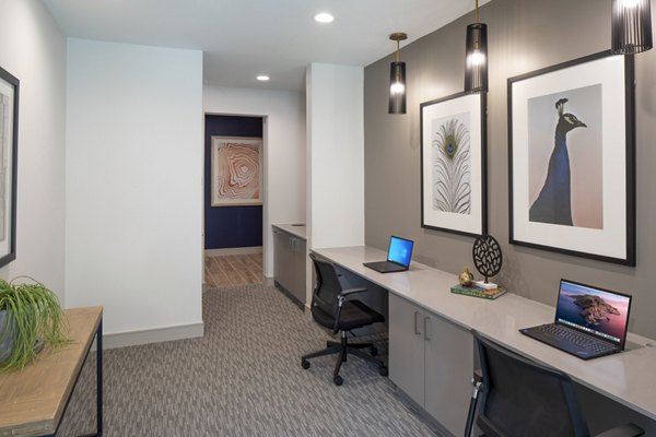 Business center offering modern workspaces at Bellrock Memorial Apartments Ideal for residents seeking a quiet, professional environment