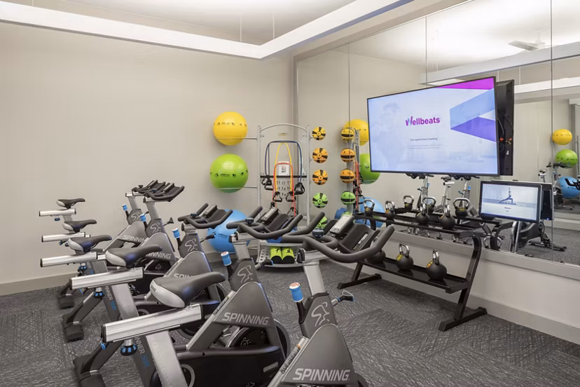 fitness center at Bellrock La Frontera Apartments 