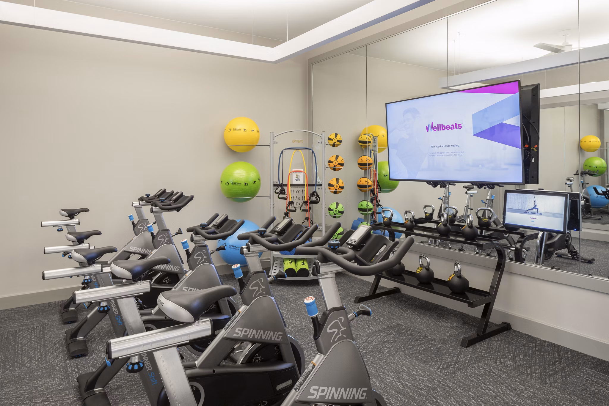 fitness center at Bellrock La Frontera Apartments 