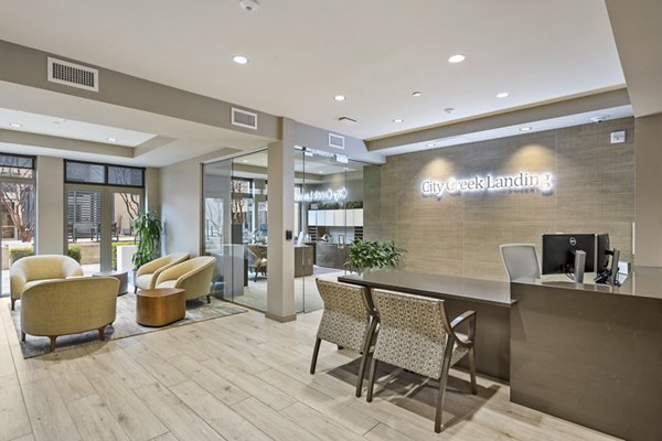 City Creek Landing Apartments: Elegant clubhouse with modern furnishings in Salt Lake City
