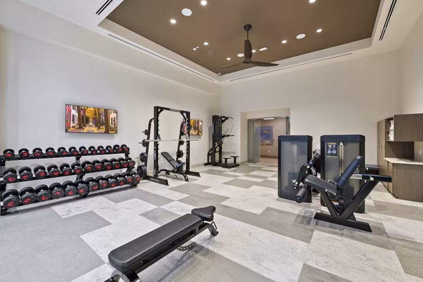Fitness center with state-of-the-art equipment at City Creek Landing Apartments