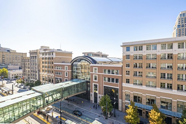 City Creek Landing Apartments: Street view of contemporary luxury apartments in a vibrant urban setting