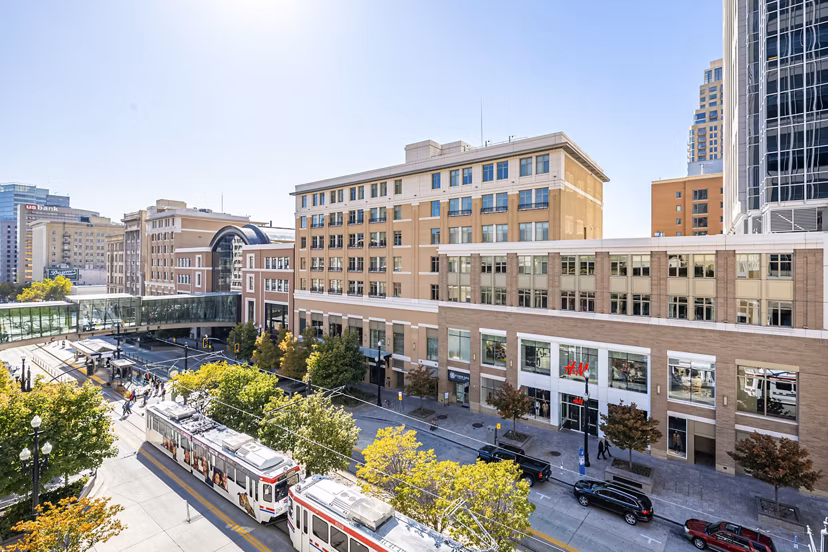 City Creek Landing: Scenic urban view from luxury apartments in vibrant downtown location
