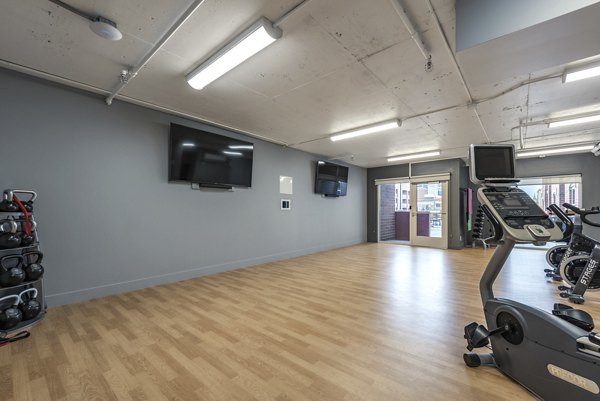 yoga/spin studio at Brigham Apartments