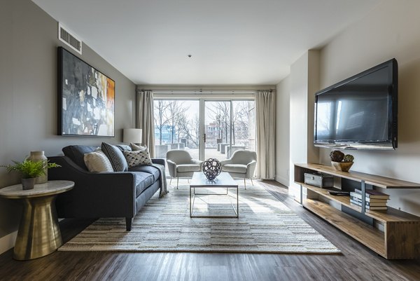 living room at Brigham Apartments