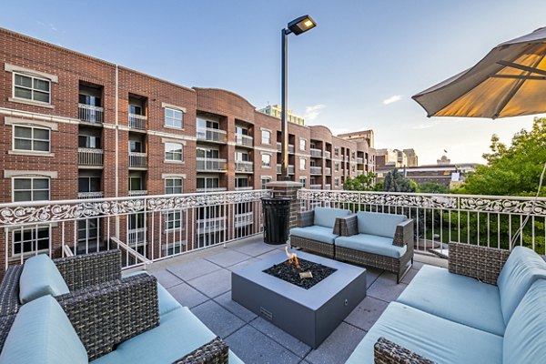 fire pit at Brigham Apartments