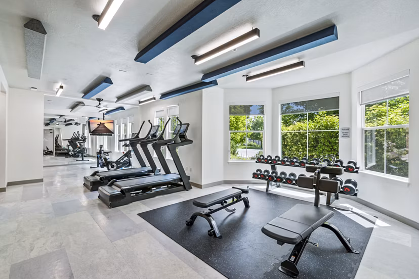 State-of-the-art fitness center with modern equipment at Colonial Court Apartments for luxury workouts