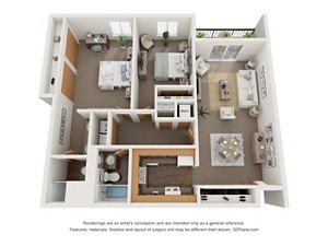 Floorplan 2 Bedroom 2 Bathroom A