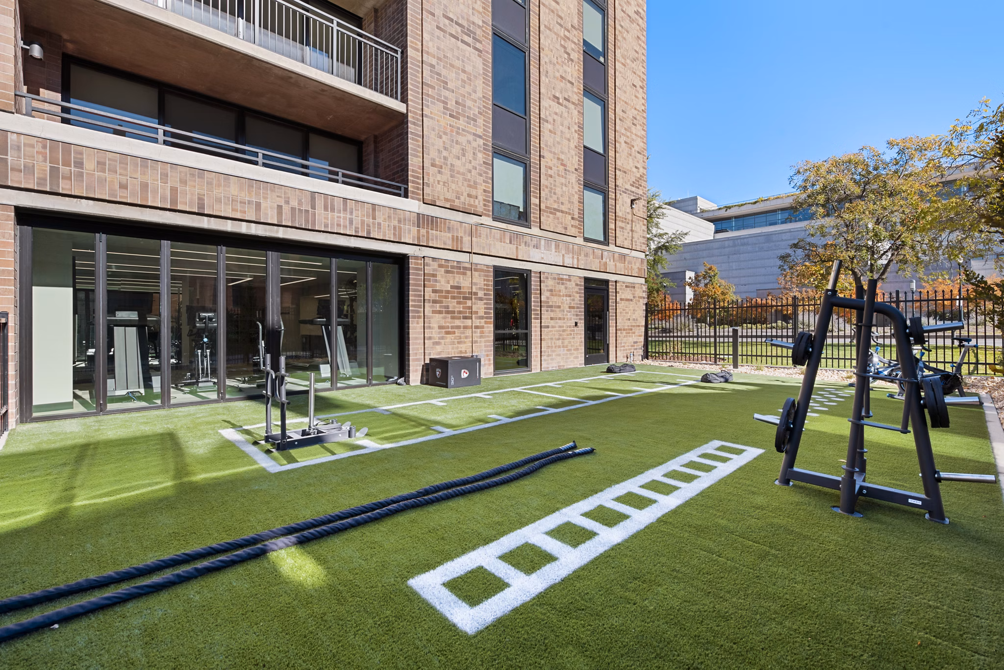 fitness center at West Temple Apartments