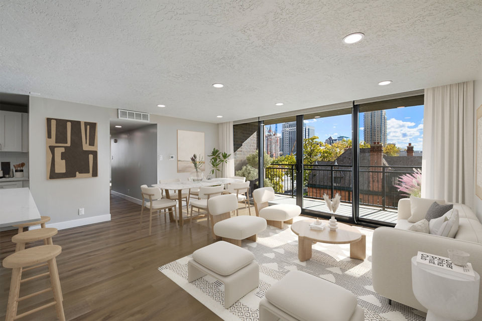 living room at West Temple Apartments Apartments
